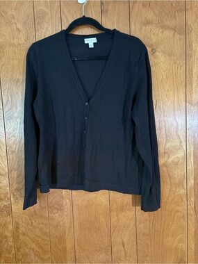 Charter Club Black V-Neck Button Cardigan - Women's